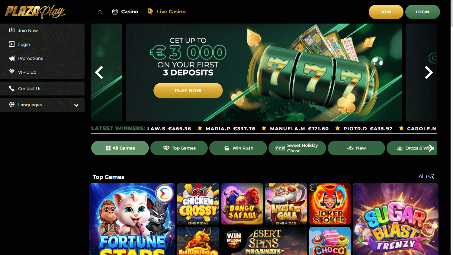 PlazaPlay Casino Desktop screenshot